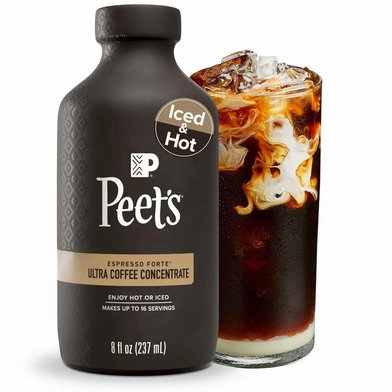 Peet's Coffee, Ultra Coffee Concentrate, Instant Hot, Cold Brew, or Iced Coffee, 100% Arabica Coffee - Espresso Forte, 8 Fluid Ounce Bottle (16 Servings)
