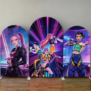 Cyber Girl Group Arch Backdrop Cover Birthday Party Decoration Cool Stage Girl Photography