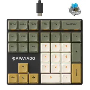 APAYADO 33-key Mechanical Number Keyboard, Numeric Keypad, USB Wired Keyboard with Knob, Financial Accounting Special External Keyboard for Computer Office
