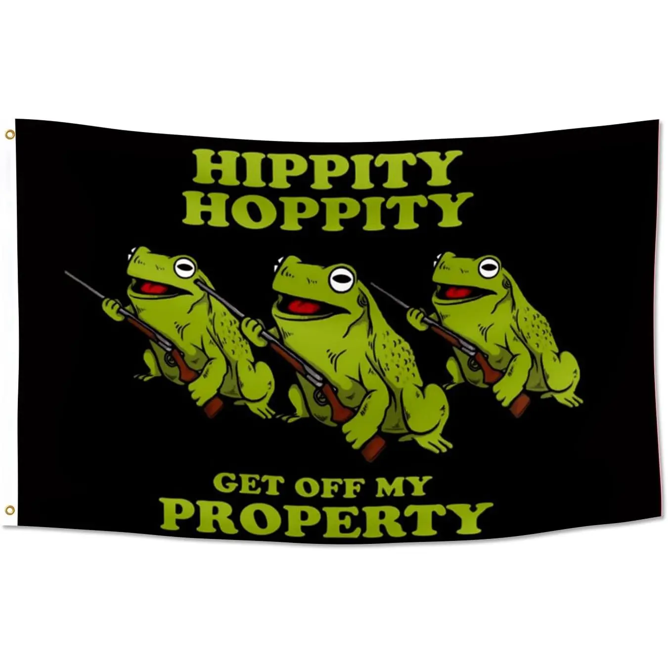 Hippity Hoppity frog Get Off My Property 3x5FT Double Printed Funny Flag Tapestry Dorm Room Home Decor 100% Polyester