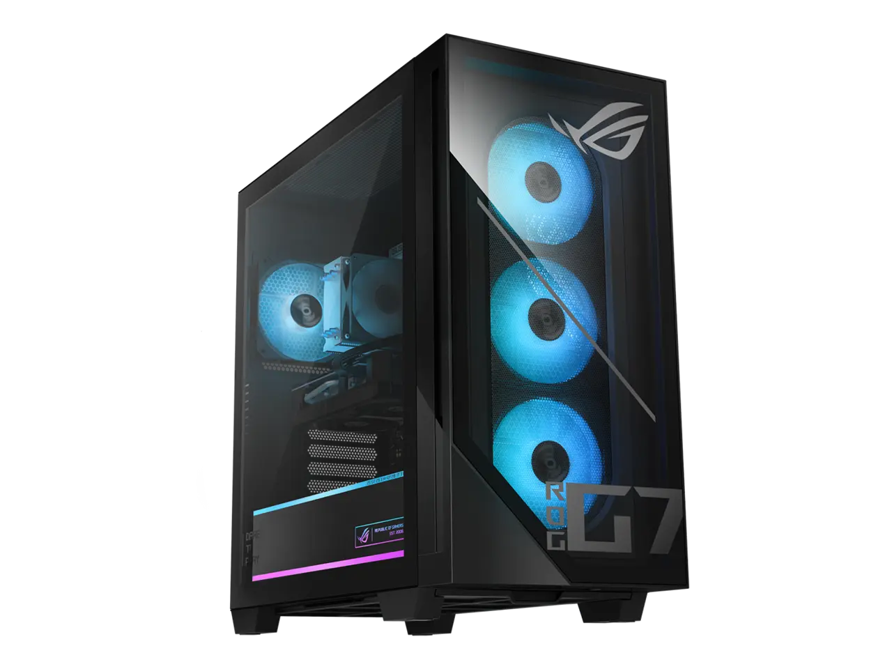 ASUS ROG GM700 (2025) Gaming Desktop PC, AMD Ryzen 7 8700F Processor, AMD Radeon RX 9060 XT PRIME OC, 1TB M.2 NVMe PCIe 4 SSD, 32GB DDR5 RAM, Windows 11 Home, GM700TZ-NB766