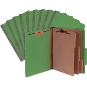 Green Classification Folders, 3 Dividers, Letter Size with 2 Inch Expansions, for Organizing Medical Records & Client Files, 10 Pack