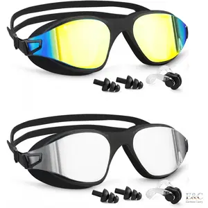 EC 2 Pack Professional Swim Goggles, Anti Fog No Leaking UV Protection Comfortable Fit Swimming Eyewear for Men Women Adults Teenagers Daily Swimming Training Use