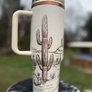 Engraved cactus/desert designed 40 oz tumbler Drinkware
