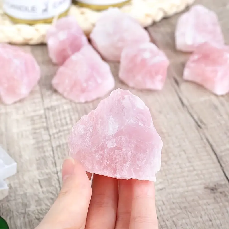 200g Bulk Natural Rose Quartz Rough Stones, 0.8-1.6in Irregular Crystal Pieces for DIY Crafts, Jewelry Making, Home Decor
