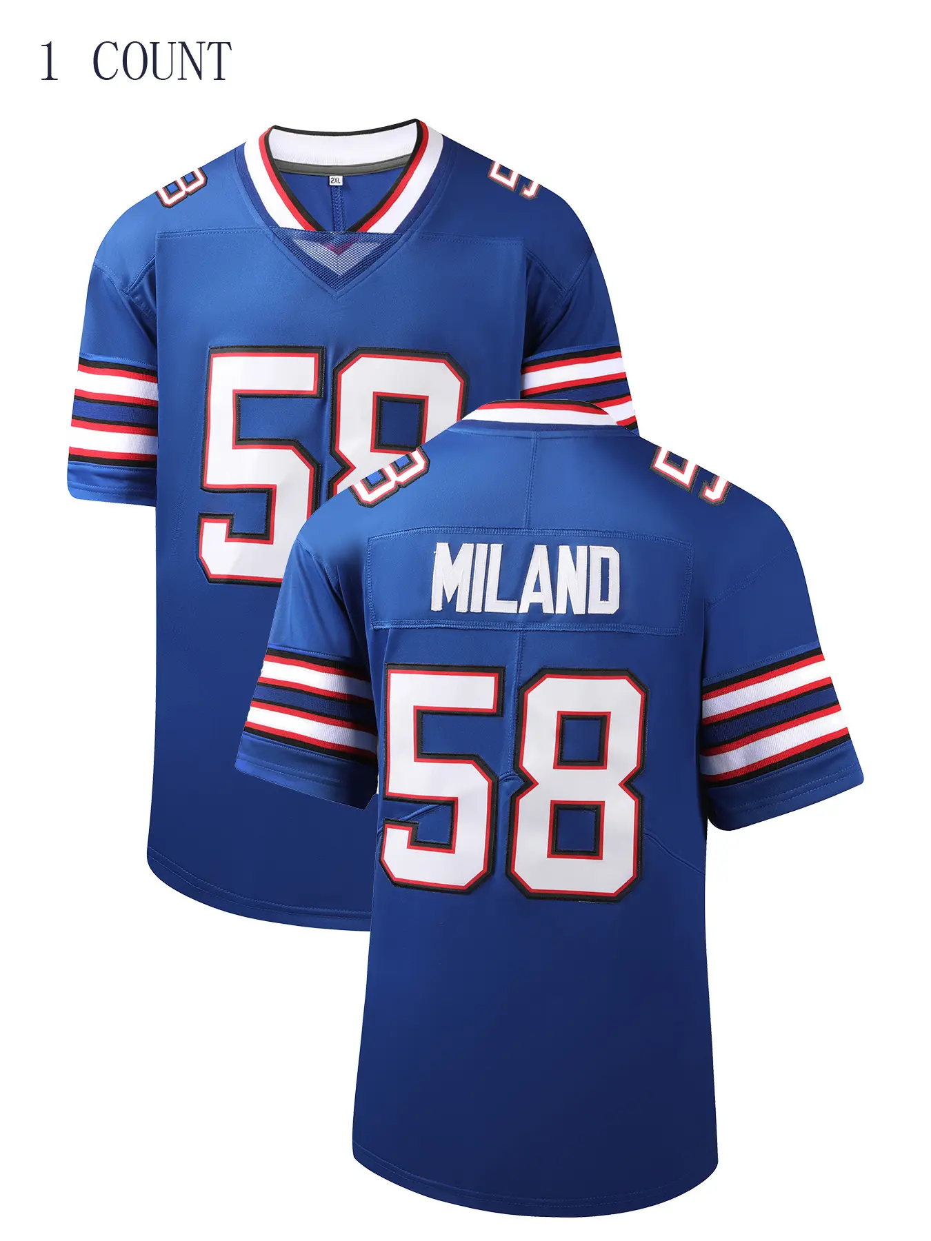Men's Football Jersey-Breathable, Embroidered Sports Top, Sports Shirt V-Neck Football Shirt Loose Fit Buffalo T-Shirts for Training & Competition,Casual Wear