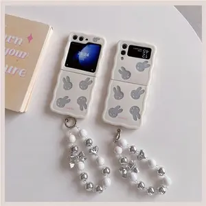 Cute Shiny Rabbit Phone Case for Samsung Galaxy Z Flip 6 5 4 3 Protective Back Cover for ZFlip4 ZFlip5 ZFlip6 Case Shell