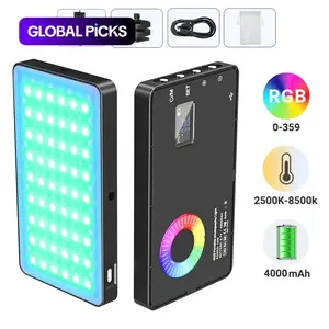 Metallic LED Selfie Light, Portable RGB Video Light, Camera Fill Light, Rechargeable Dimmable Clip-On Panel Lamp for iPhone and Smartphones, Selfie Accessory