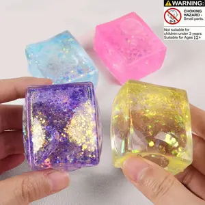 4pcs Squishy Jelly Fidget Toy,Plastic Slow-Expanding Blue Coconut Oil Hand-Squeezed Ball,Perfect Stress-Relief Toy & Party Filler, Ideal Holiday Gift, Fun Cute Present, Stress Relieving Accessory