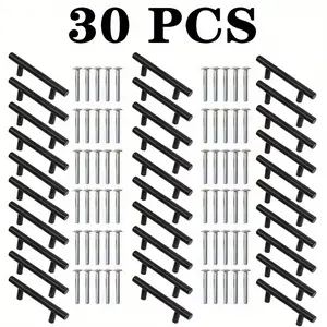 30 Pack Cabinet Pulls, 5 Inch (127mm) Hole Center Stainless Steel Drawer Handles for Kitchen Cabinets, Cupboard, Wardrobe – Brushed Black