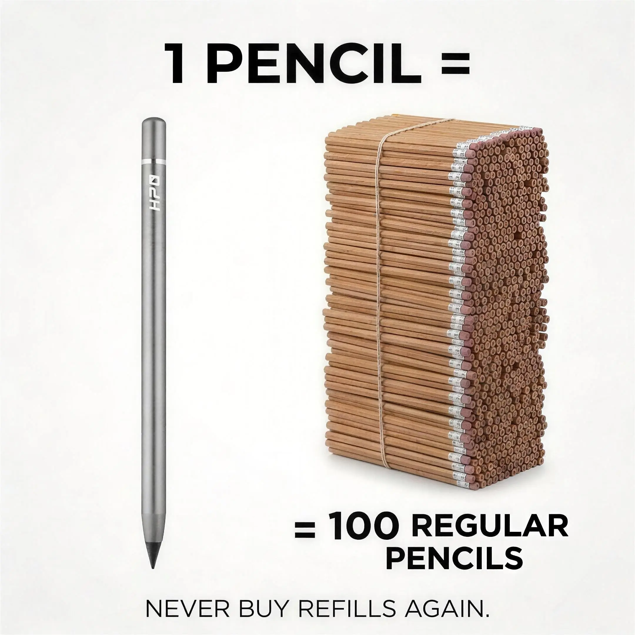 Inkless Eternal Pencil with Eraser, Aluminum Alloy Everlasting Pencil, No Sharpening Metal Infinite Pencil for Kids Students Art Sketching, 1=100 Wood Pencils, Art Drafting Pencils, Art Supplies, Stationery Supplies