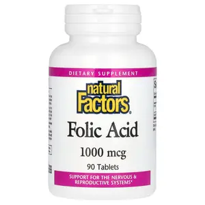 Natural Factors Folic Acid, 1,000 mcg, 90 Tablets