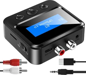 Bluetooth Transmitter Receiver for TV, with RCA 3.5mm AUX & Display Audio Adapter for Home Stereo, Bluetooth Transmitter for Headphones/Speakers/Airplane/Home Theater/PC/Car, TF Card Output