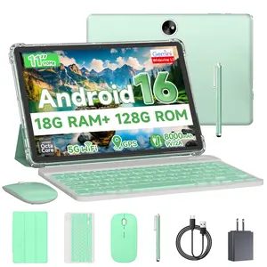 【SummerWins】11-inch Ultra-Thin Android 16 Tablet 18(4+14)GB RAM, 128GB ROM, 1TB Expandable, Octa-Core, Dual Cameras 5MP+13MP, 8000mAh Battery, All-in-One with Keyboard, Mouse, Stylus, Case & Cable — Perfect for Work, Study & Gaming, FathersDayGift