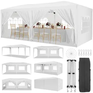 10x20 Heavy Duty Pop Up Gazebo Tent With 6 Removable Sidewalls Waterproof Outdoor Event Party Tent 3 Adjustable Heights Folding Pavilion With Stakes And Ropes For Wedding