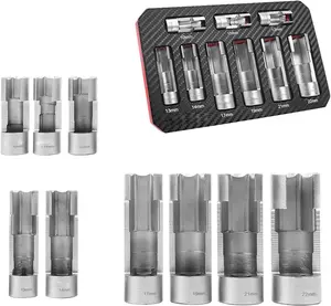9Pcs Steel O2 Oxygen Sensor Socket Set, Mechanic Socket Wrenches, 10-22mm Offset Wrench for Vehicle O2 Sensor Removal, Oil Pressure Sending Unit Repair