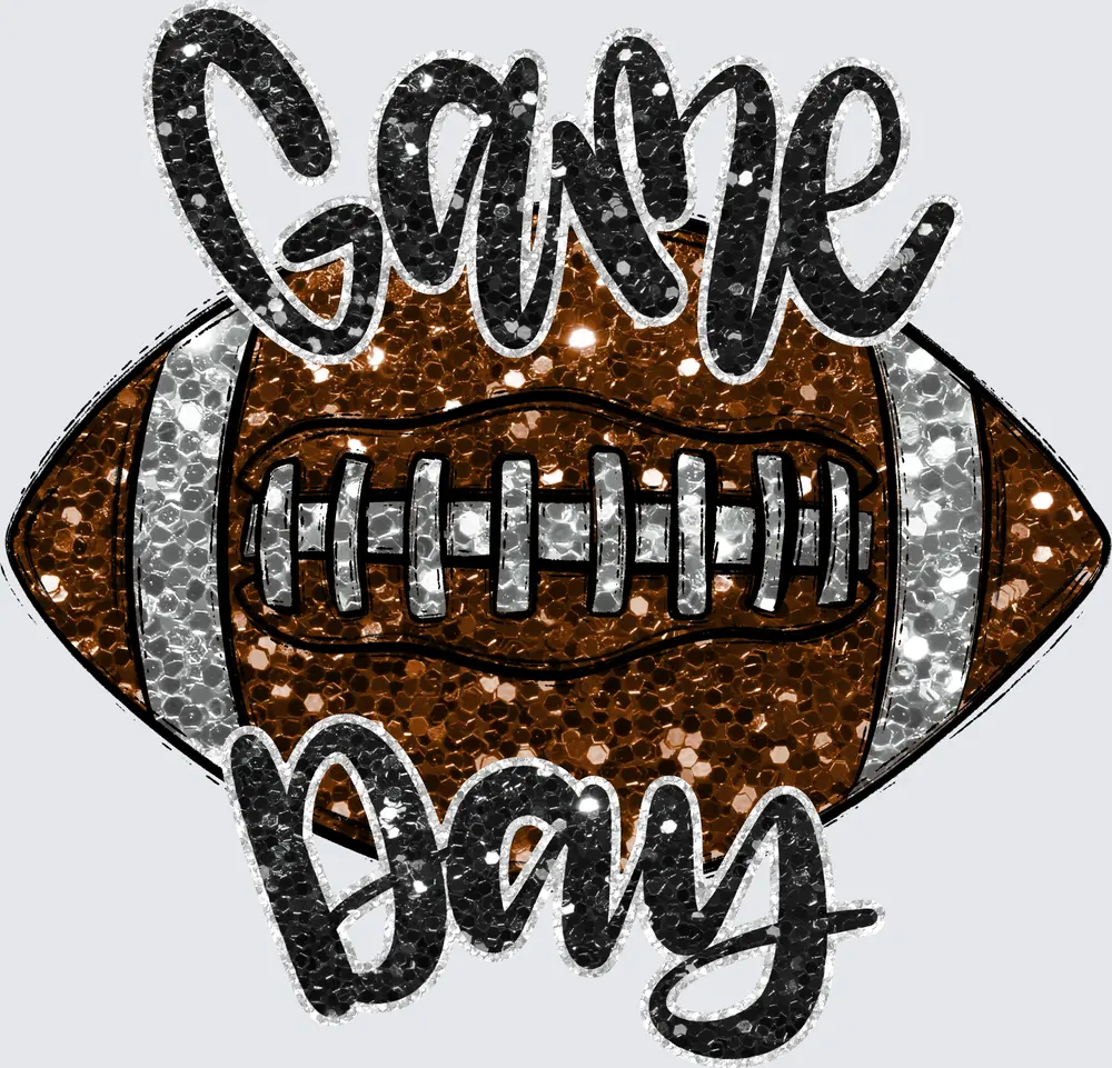 Game Day Football Glitter Bling DTF Transfer - Direct to Film Transfer - THIS IS NOT A T-Shirt or Digital Product
