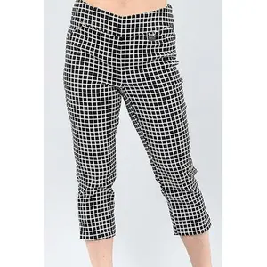 Black and White Checkered Pull On Capris