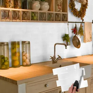 [20pcs Kuujojo 3D Tiles] Kuujojo 20pcs 3D Self-Adhesive Wall Tiles | Easy Peel & Stick, Heat-Resistant, Waterproof Backsplash for Room,Kitchen & Bathroom Decor-White