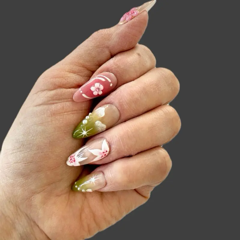 GripX Nail System – 6W-162 • 5-in-1 Cold Gel • Luxury Handmade Reusable Acrylic Nail Set