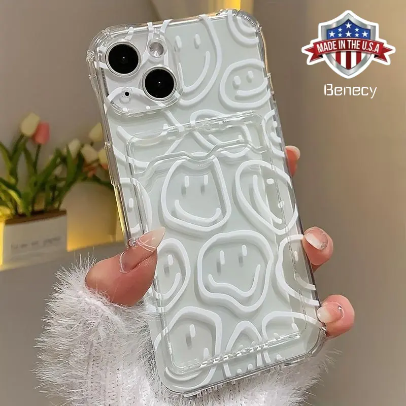 Crystal Clear Phone Case with Card Slot - Anti-Fall & Slim-Fit Design for iPhone Models 14/13/12/11/XS/XR/X/7/8/6s/Mini/Plus/Pro Max/SE - Durable & Convenient Shockproof Smartphone Cellphone Cover Protective Protection