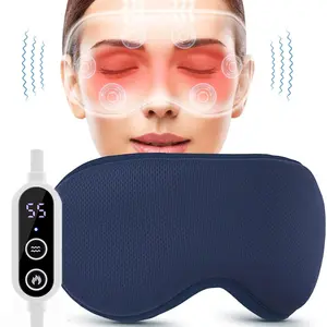 Heated Eye Mask, USB Electric Eye Massager with Heat Vibration, Eye Heating Pad with 3 Temperature Settings & Timer Controls, Smart Sleep Mask for Relax