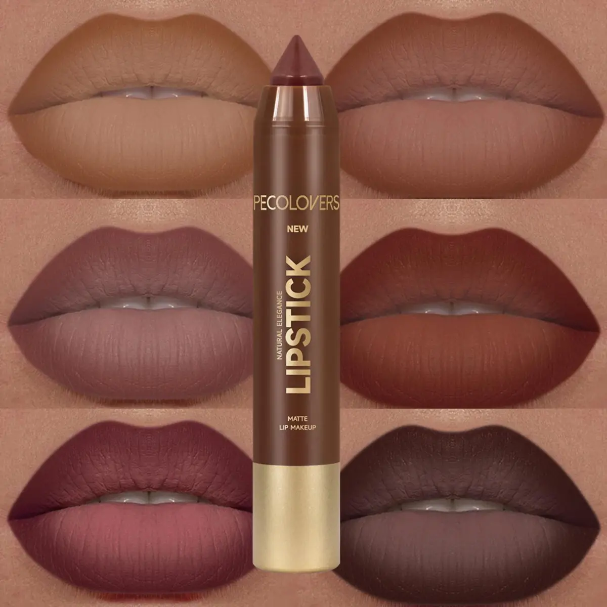 1pc Brown Tube Lip Liner, Multi-color Selection, Waterproof and Sweat-proof, Depicting Lip Contours, Lip Cosmetics, Matte lip pencil, Lip Liner Singles, Lipliner