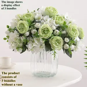3pcs Artificial flower Hydrangea Peony, outdoor UV resistant, suitable for home, garden, wedding, indoor, birthday, popular choices for Valentine's Day, back-to-school season and other holidays, suitable for decoration in all seasons of summer and autumn