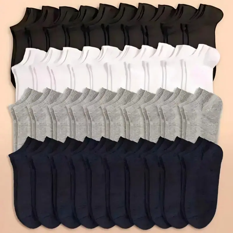 30 Pairs Men’s Solid-Color Low-Cut Boat Socks – Lightweight Breathable Casual Socks for Spring, Summer and Daily Wear