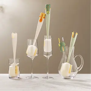 Multi-Functional 5-in-1 Cup Cleaning Brush with Long Handle & Detachable Sponge Heads for Water Bottles Insulated Cups & Baby Bottles Dual-Action Cleaning Power