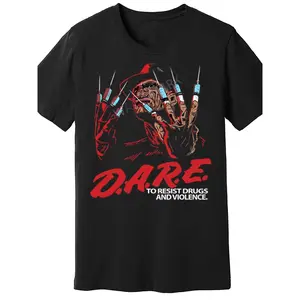 Freddy Krueger Horror Movie T Shirt Black Unisex Drug & Violence Free Message Streetwear for Women Men Casual Party Wear