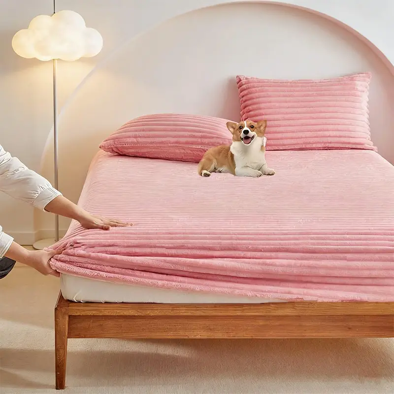 King/queen Size Bedding Set, Soft & Breathable Rabbit Fur Material, Deep Pocket Design, Elastic Straps, Ideal for Bedroom/sleeping Nook, Soft Bedding Sets