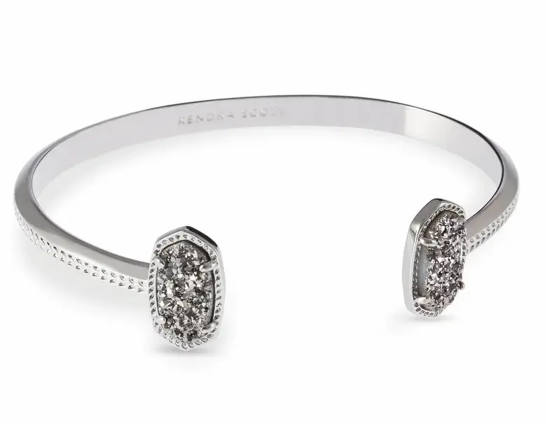 Kendra Scott Elton Silver Cuff Bracelet in Platinum Drusy 4217712128