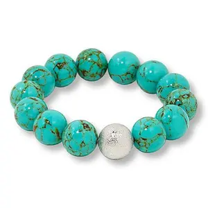 Kalifano Turquoise-Color Howlite Bead Stretch Bracelet
