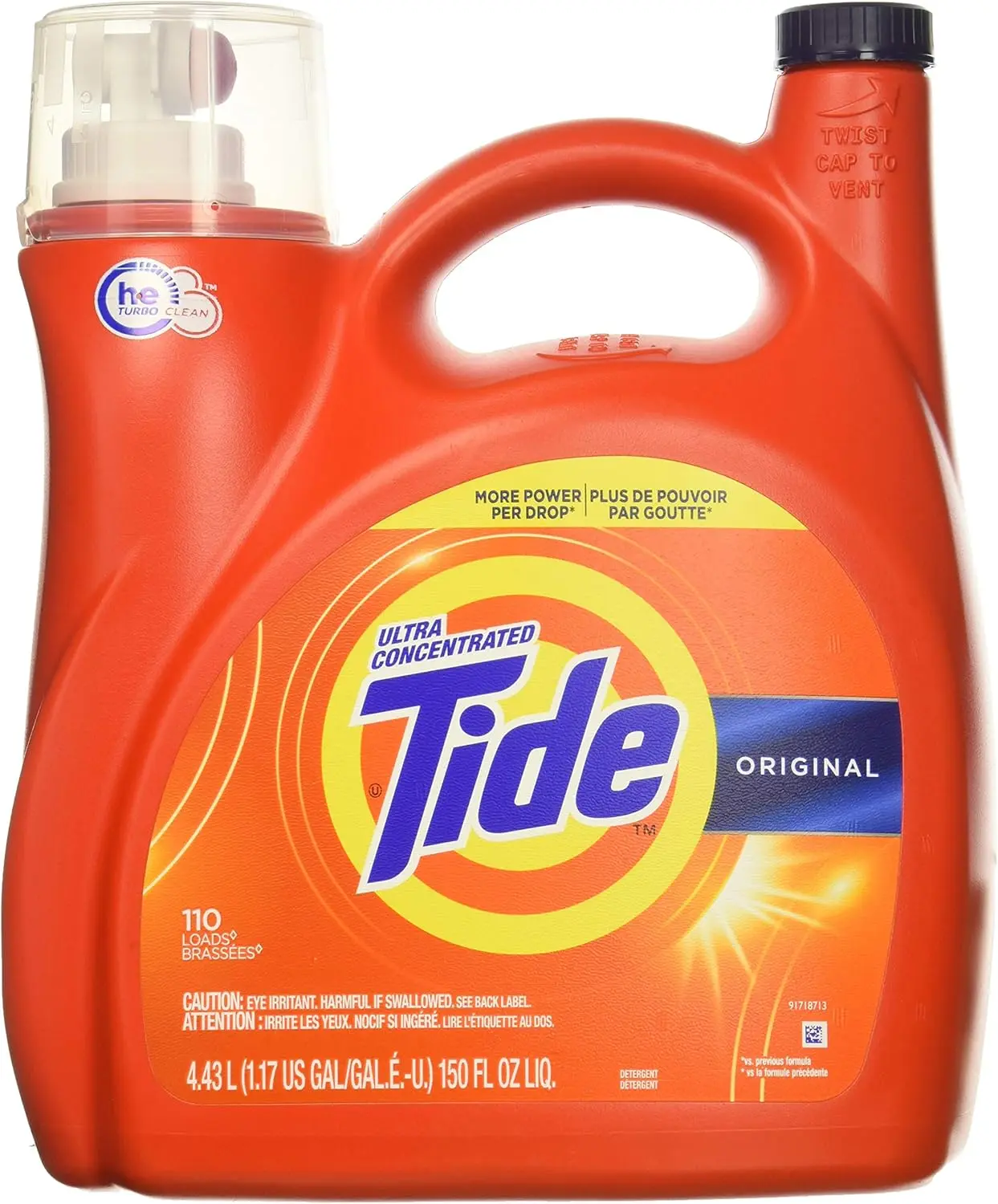 037000777335 High Efficiency Laundry Detergent 150 Oz / 4.43L Mega Value Size -110 Loads (2x Ultra Concentrated) More Power Per Drop