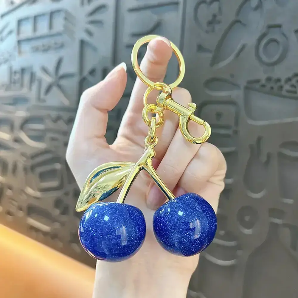 Women's Alloy Cherry Design Keychain Charm - Kawaii Accessory for Car Keys, Leather Handbags, Keychain Charms, Kawaii Accessories, Cherry Design Keychains