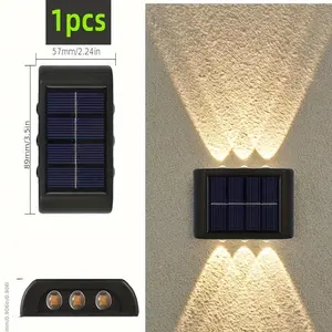 Solar-Powered Wall Light, 1/4 Counts 6-LED Outdoor Lighting for Garden and Deck, Auto-on at Dusk Wall Lamp for Patio, Yard, Fence and Garage Decoration, Solar Outside Lights