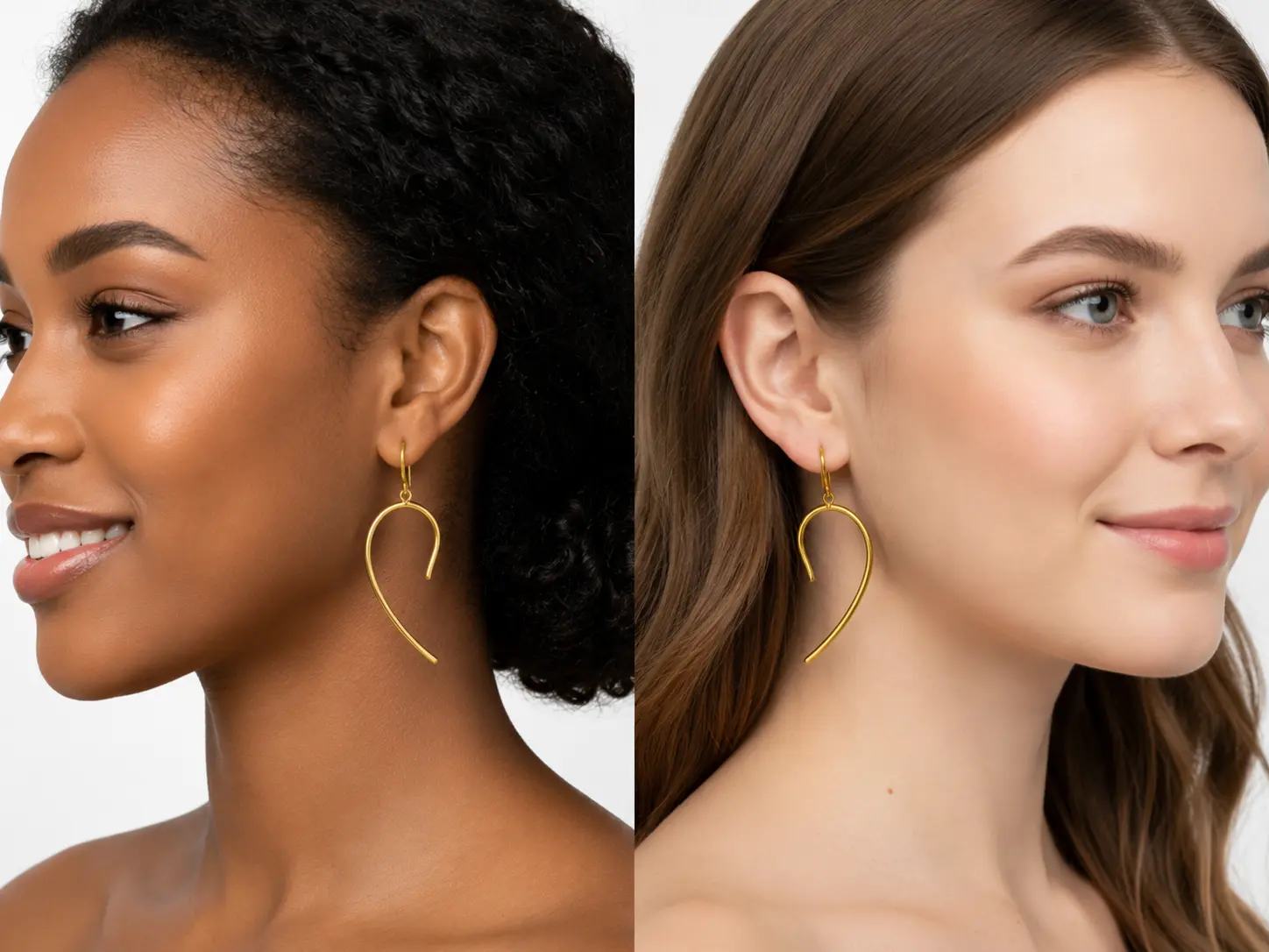 Women's Gold African Continent Silhouette Statement Earrings - Afro Style, Designer-Inspired Metallic, High Fashion, Luxury Gold-Accented Costume Jewelry Accessories, Gold Statement Earrings, Afro Style Earrings