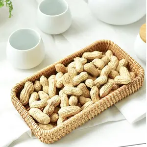 Woven Storage Basket, Bamboo Bread Fruit Snack Nuts Sundries Key, Rectangular Serving Tray for Home Living Room Coffee Shop