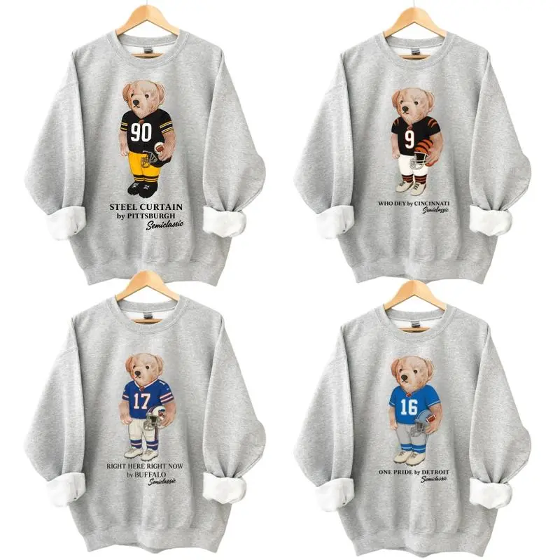 Vintage Football Graphic Sweatshirt All Team Varsity Crewneck Retro Sports Pullover Oversized Game Day Sweatshirt Trendy Football Fan Gift USA Streetwear Fashion