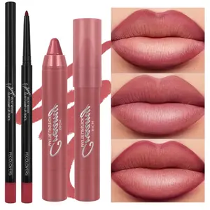 2PCS/Set Lip Liners And Lipstick Pencils, Lip Liner Kit, in Pink And Brown, Featuring a Long-Lasting Matte End, Waterproof Properties, And Easy Application, Perfect for Achieving a Daily Makeup Look