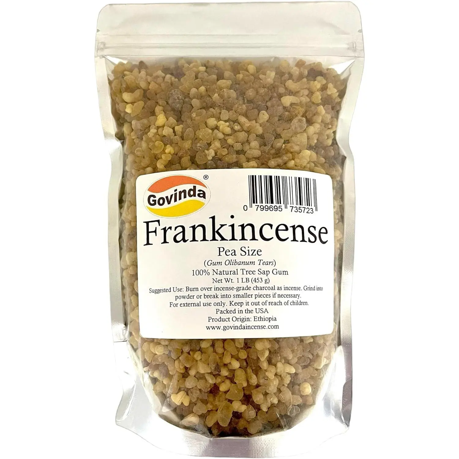 1 lb Pea-Size Natural Frankincense Resin - Pure Boswellia Sacra Gum, Scented Fragrance for Incense, Aromatherapy, Aroma for Home