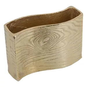 R. Nest 10" Wood-Inspired Rectangular Aluminum Vase