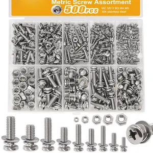 500 count Nut and Bolt Assortment Kit,M2 M2.5 M3 M4 M5 Machine Screws, 304 Stainless Steel Combination Screws for Electronics,,DIY Projects K-188