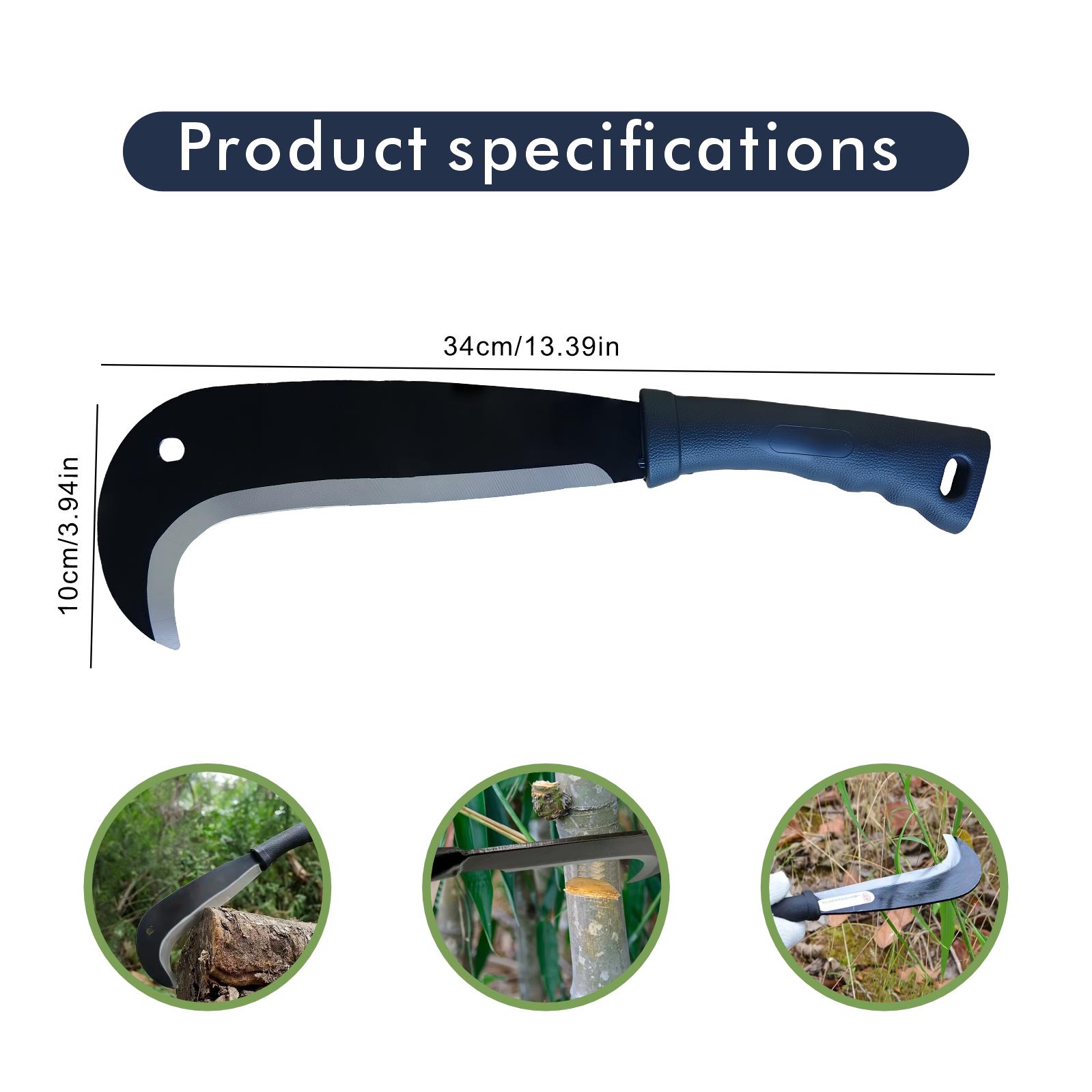 [April Favorite] Weeding Sickle, Curved Machete, Chopper, Brush Clearing Hand Sickle, Garden Tool, Carbon Steel Thickened Blade, Gardening Machete, Yard Work