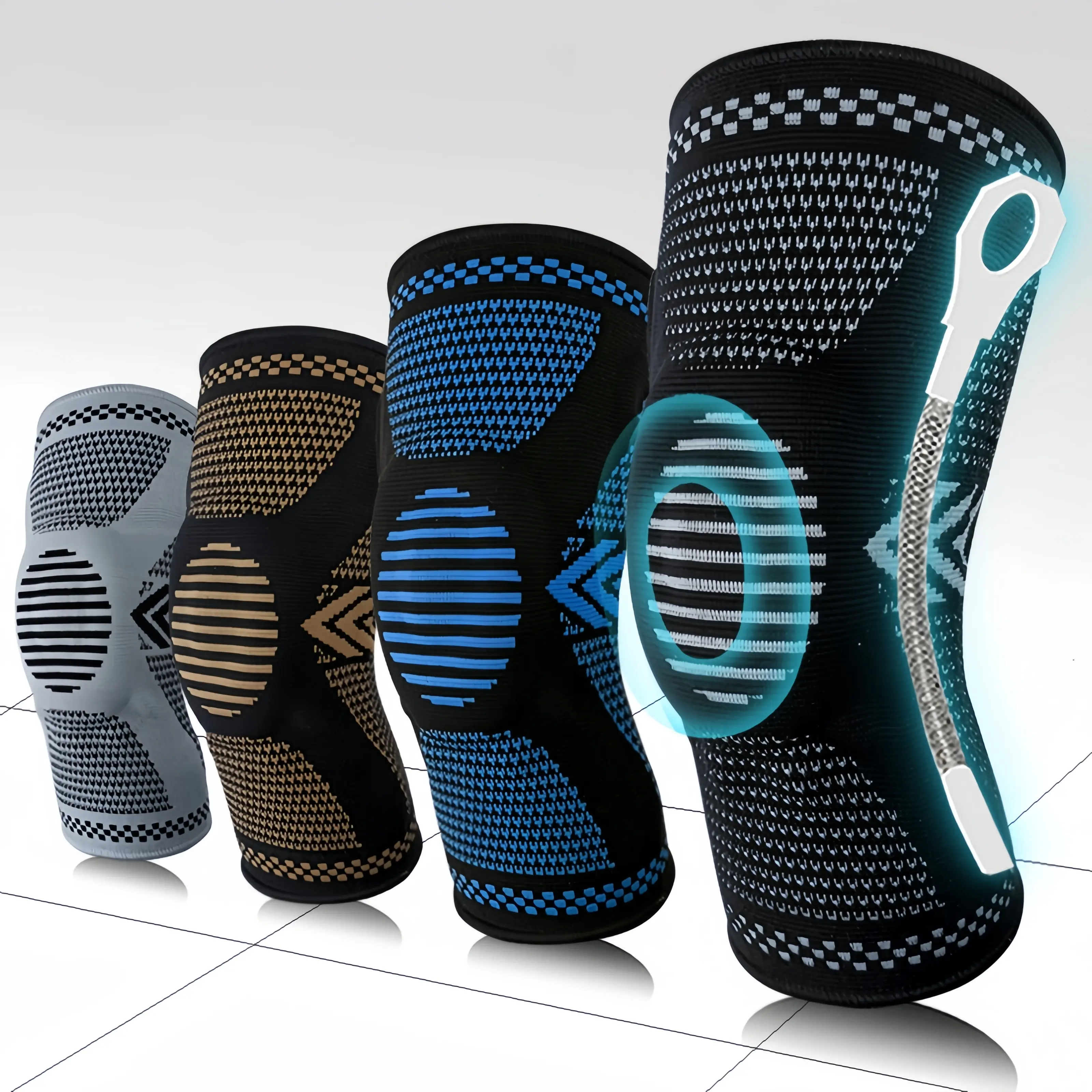 2 Pack Knee Sleeve with Anatomical Fit for Men & Women, Breathable Elastane Compression Support with Patella Gel Cushion for Impact Absorption