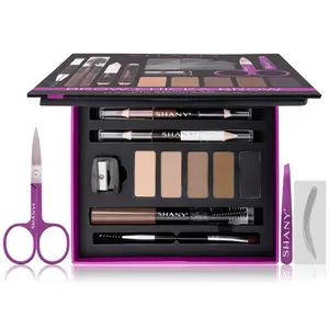 SHANY Brow Chicka Brow Eyebrow Set - 17 Piece Eyebrow Makeup Kit with Brow Powder, Brow Gel, Dual Ended Pencils, Stencils, Scissors, and Tweezers - All Hair Colors