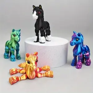 3pcs 3D Printed Decompression Toys, Flexible and Cute Articulated Pet Stress Relief Fidget Toys, Horse Critter Toys for Play and Display