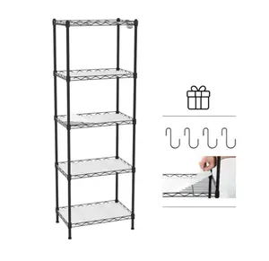 5-Tier Metal Storage Shelving, 17-3/8"W x 11-1/2"D x 51-1/2"H, 550 LBS Load Capacity Organiser Racks