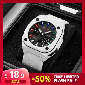 SKMEI Men's Outdoor Durable Dual Display Watch Multi functional World Time Stopwatch 5 Alarm Clock EL Night Light 12/24 Hour Week Date TPU Strap Waterproof Leisure Sports Electronic Watch Casual Trendy Wristwatch